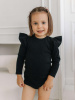 Боди c кружевной спинкой с длинным рукавом, Черный