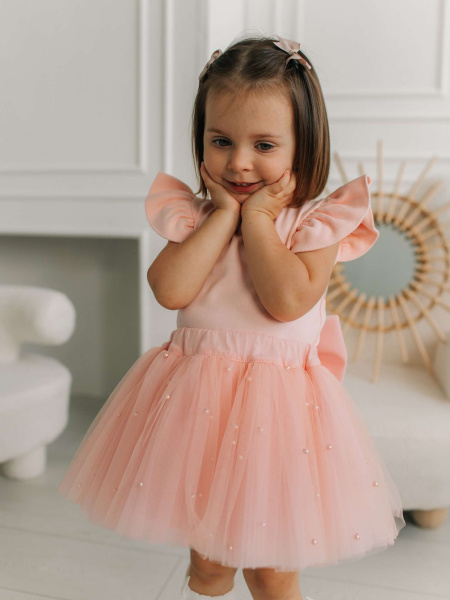 Юбка с бусинками, Светло-розовый