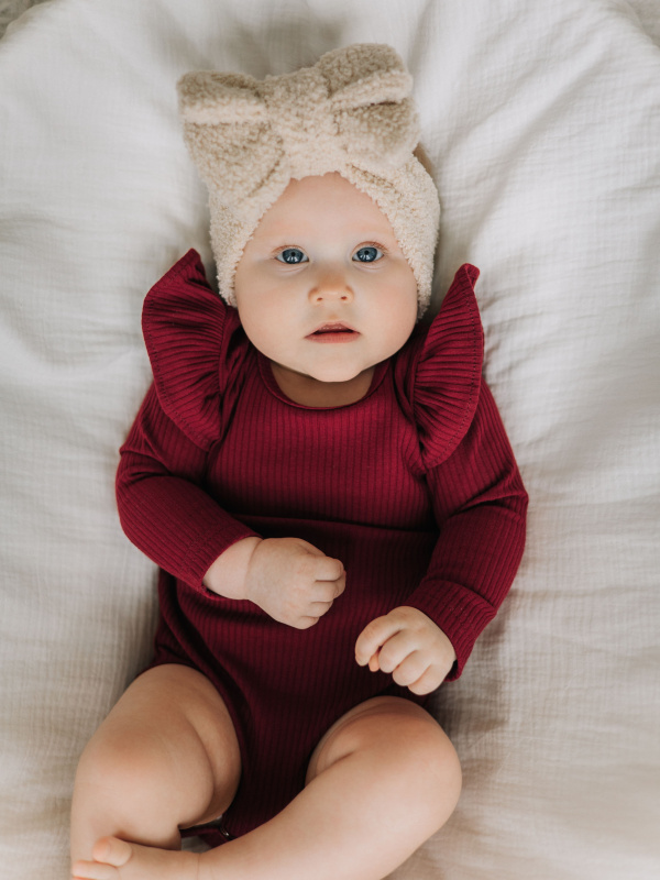 Боди лапша с длинным рукавом и крылышками, Бордовый