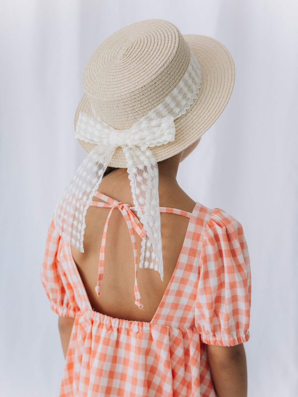 Шляпа плетеная с бантом, Бежевый