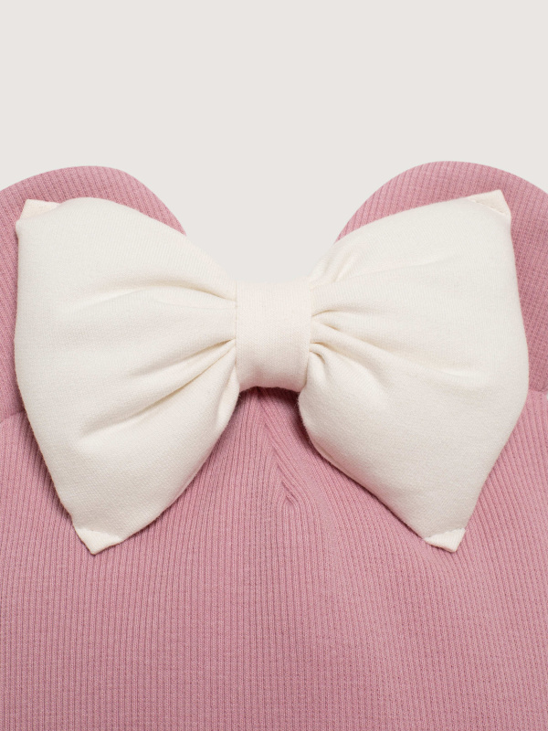 Шапка Минни, Пудровый с белым бантом 