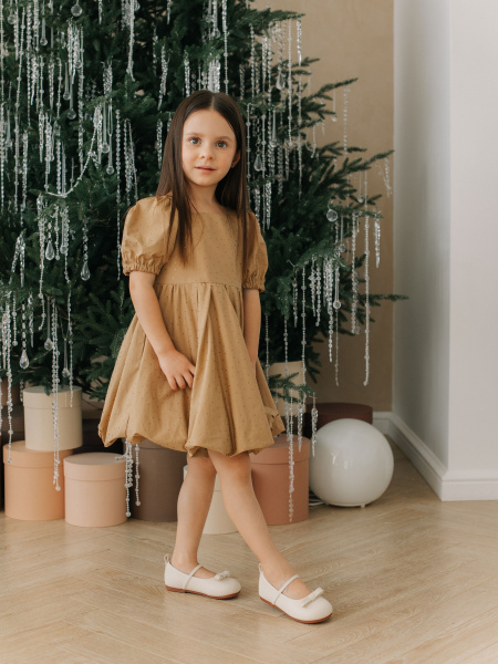 Платье со стразами, Бежевый