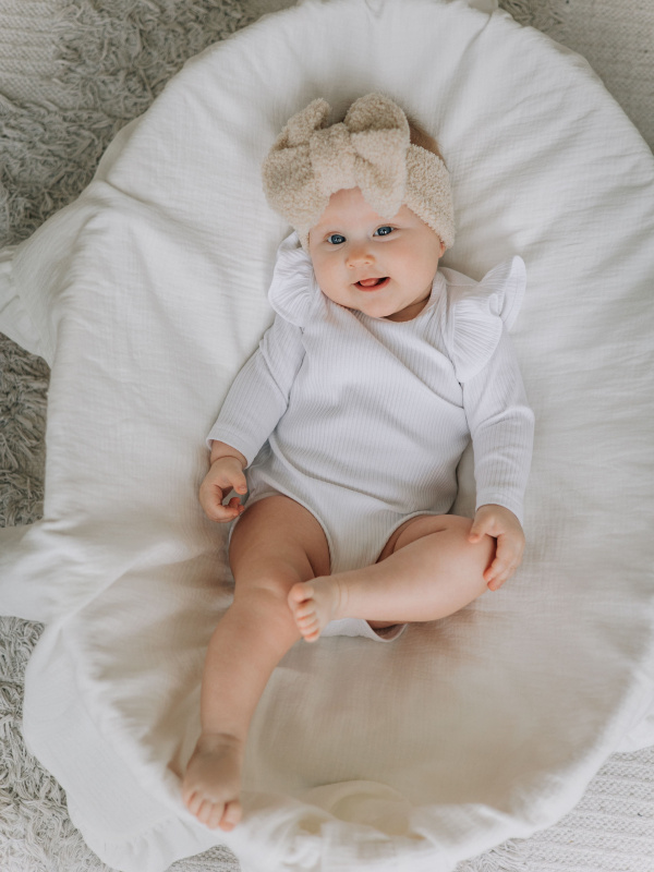 Боди лапша с длинным рукавом и крылышками, Белый