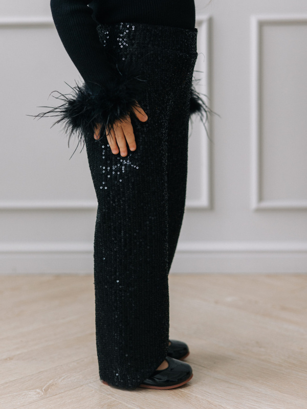 Брюки с пайетками, Черный 