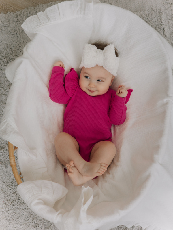 Боди лапша с длинным рукавом и крылышками, Малиновый