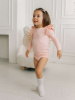 Боди c кружевной спинкой с длинным рукавом, Розовый