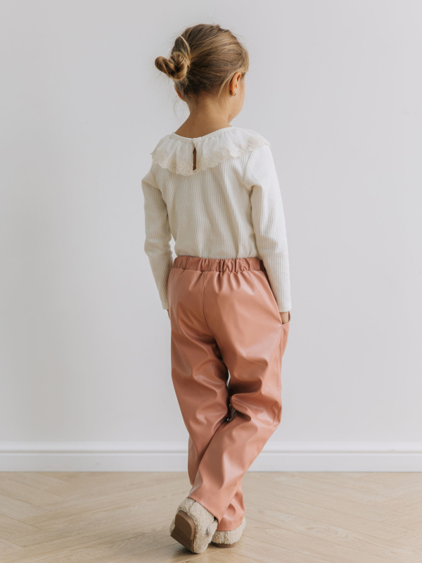 Брюки из экокожи, Пудровый 