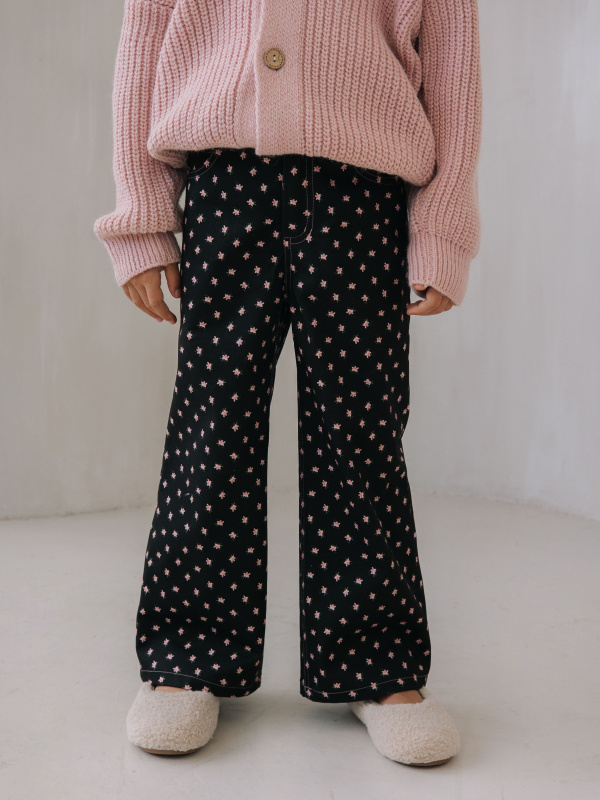 Джинсы в цветочек, Черный