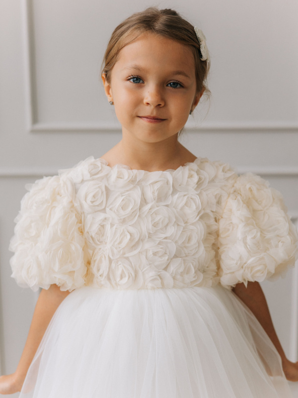 Платье "Flowers", Молоко