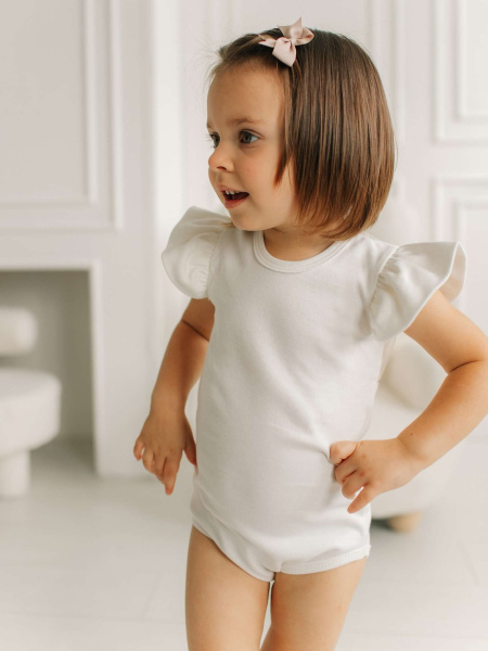 Боди c кружевной спинкой с коротким рукавом, Молоко