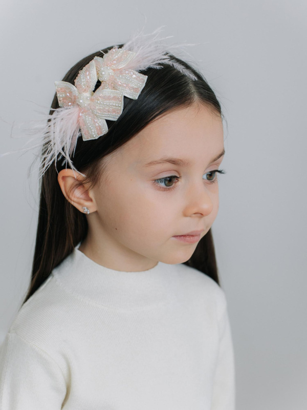 Ободок с бантиком из бисера, Розовый