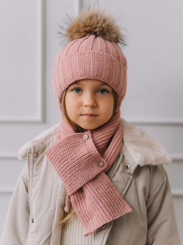 Шарф с пуговками, Пудровый