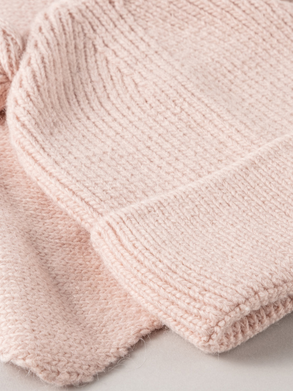 Шапка и шарф Мишка, Пудровый