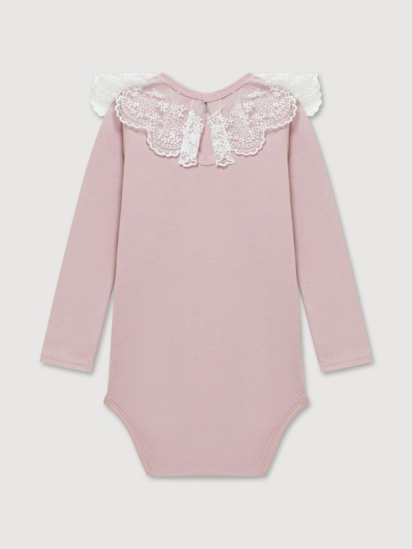 Боди c воротником, Пудровый