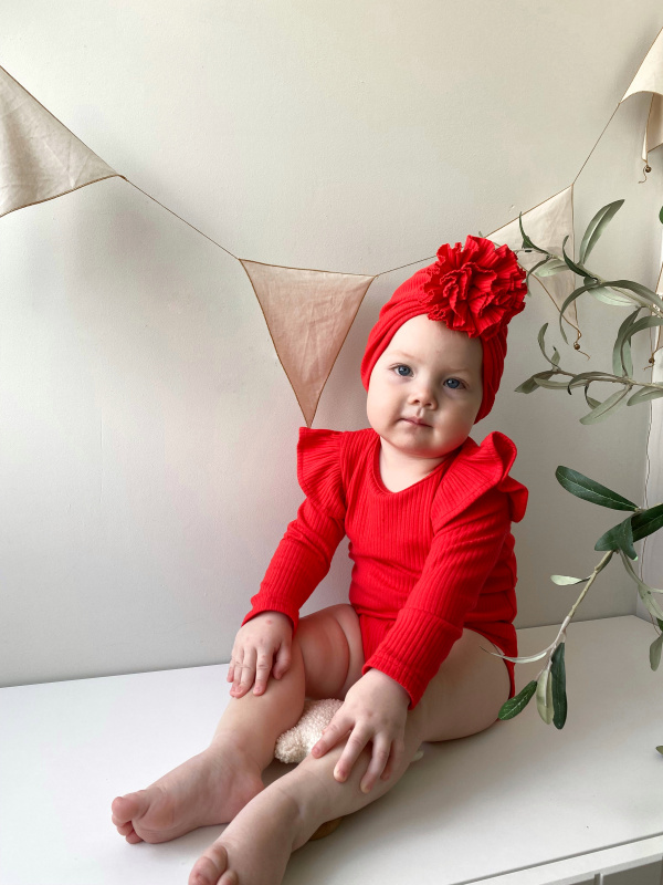 Боди лапша с длинным рукавом и крылышками, Красный