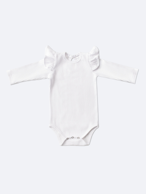 Боди лапша с длинным рукавом и крылышками, Белый