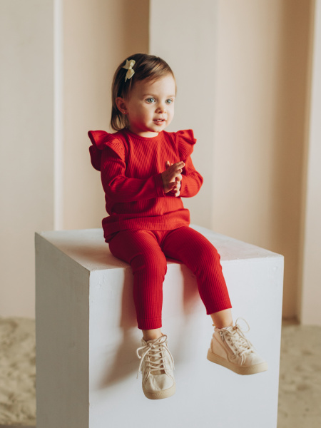 Лонгслив и лосины, Красный