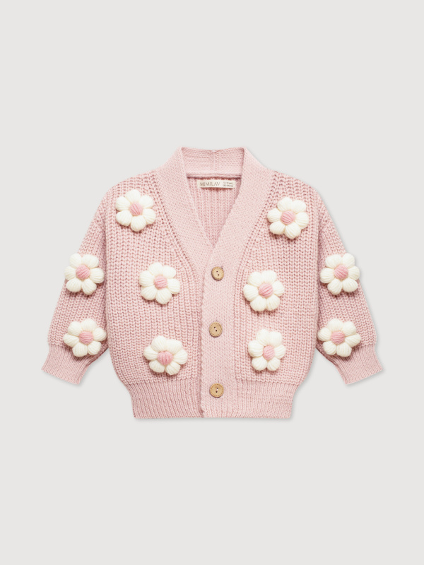 Кардиган с цветами, Пудровый
