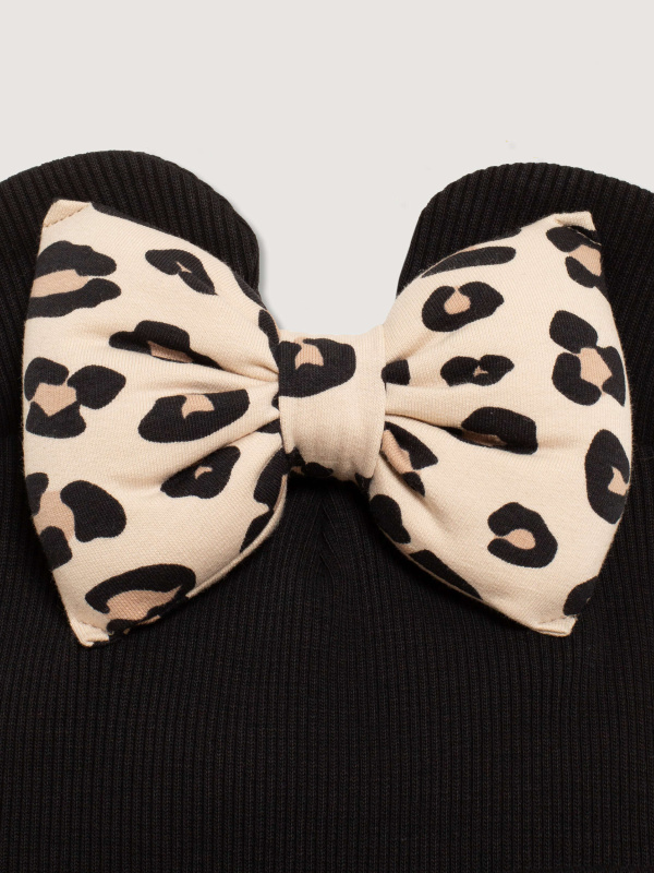 Шапка Минни, Черный с леопардовым бантом 