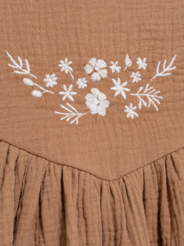 Платье с вышивкой из муслина, Кофе