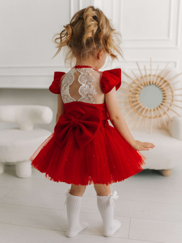 Юбка с бусинками, Красный