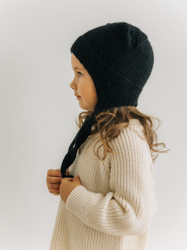 Чепчик с ушками для детей, Черный