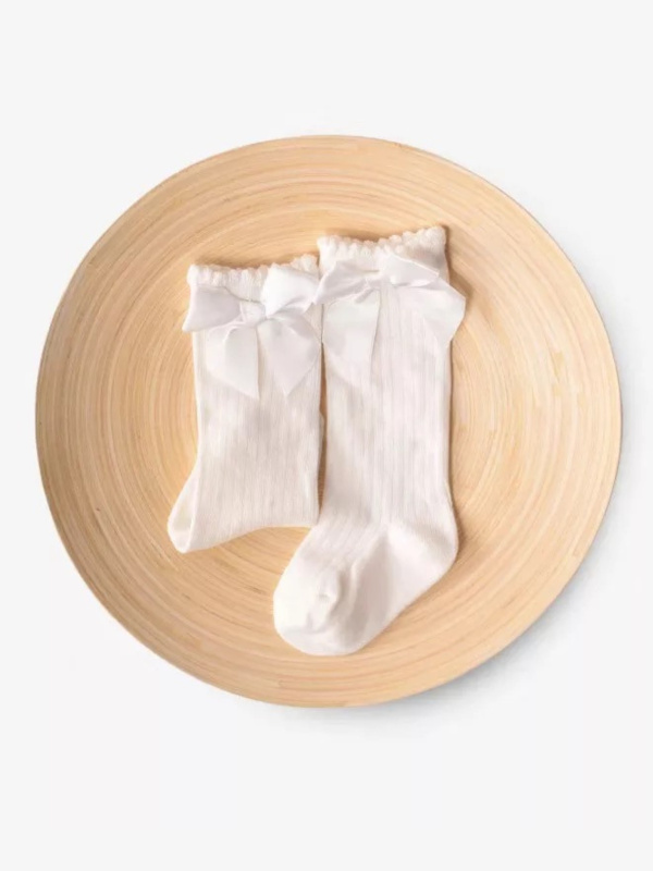 Гольфы с бантиком в рубчик, Молоко