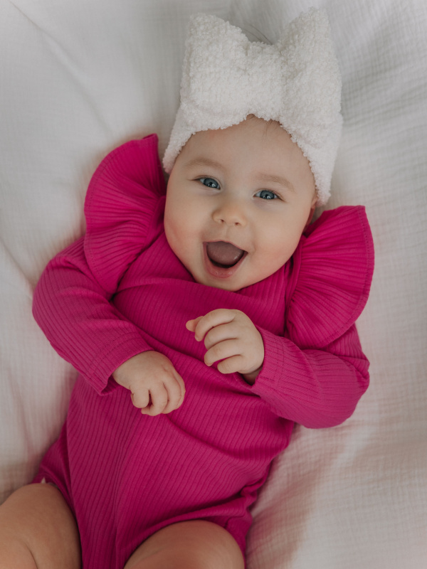 Боди лапша с длинным рукавом и крылышками, Малиновый