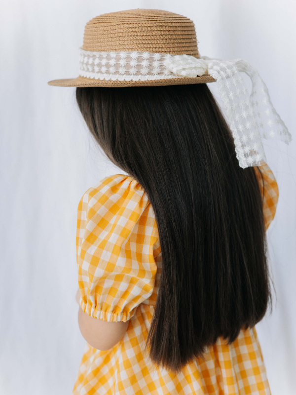 Шляпа плетеная с бантом, Коричневый