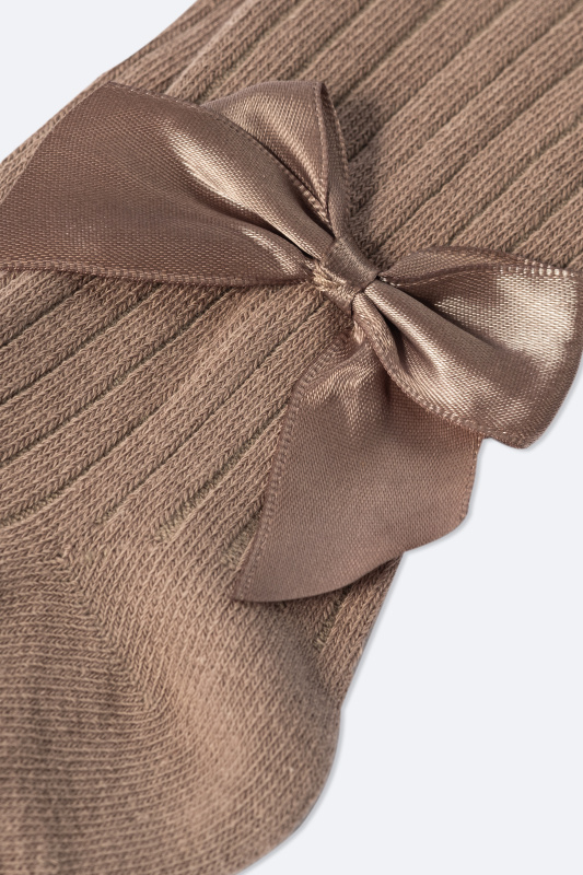 Колготки с бантиком в рубчик, Кофе