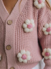 Кардиган с цветами, Пудровый