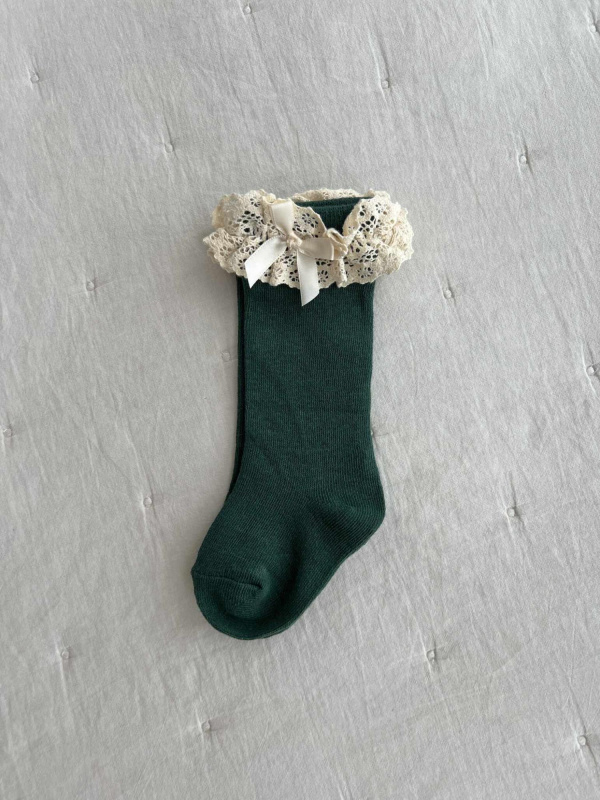 Гольфы с бантиком на кружеве, Изумрудный