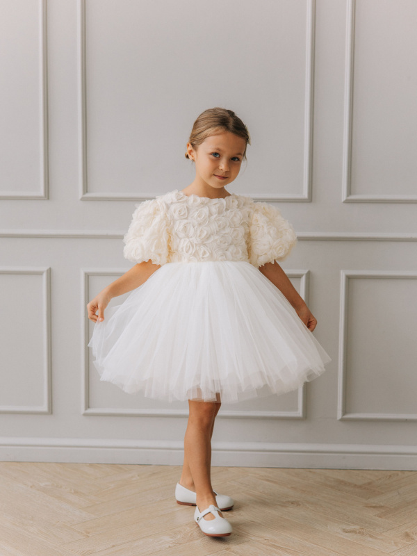 Платье "Flowers", Молоко