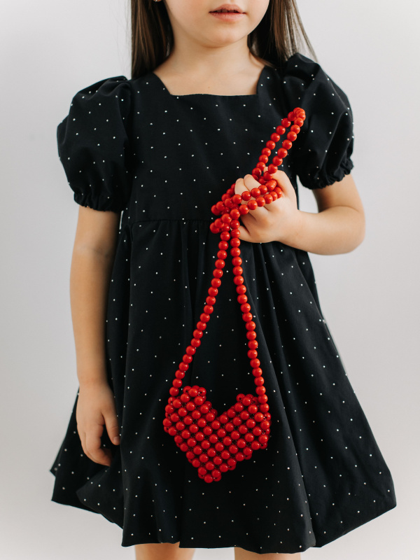 Сумка из бусин "Сердце", Красный