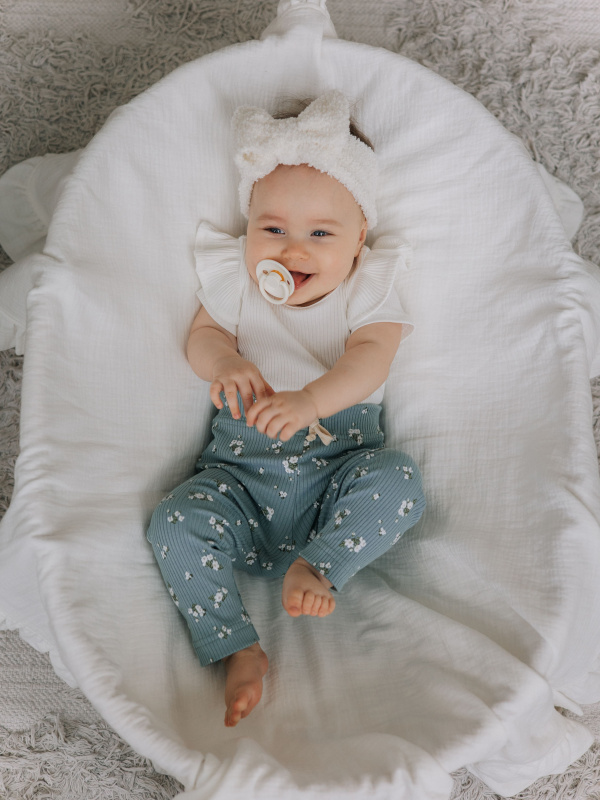 Лосины лапша в цветочек, Бирюза