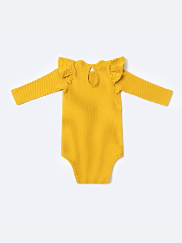 Боди лапша с длинным рукавом и крылышками, Горчичный