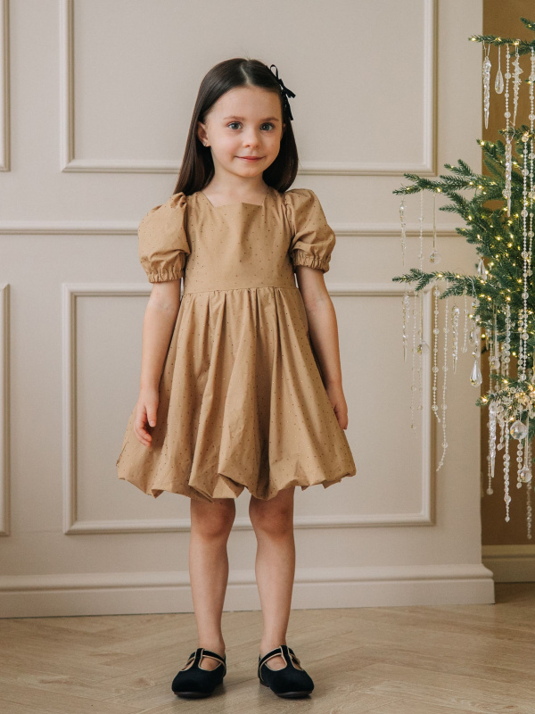 Платье со стразами, Бежевый