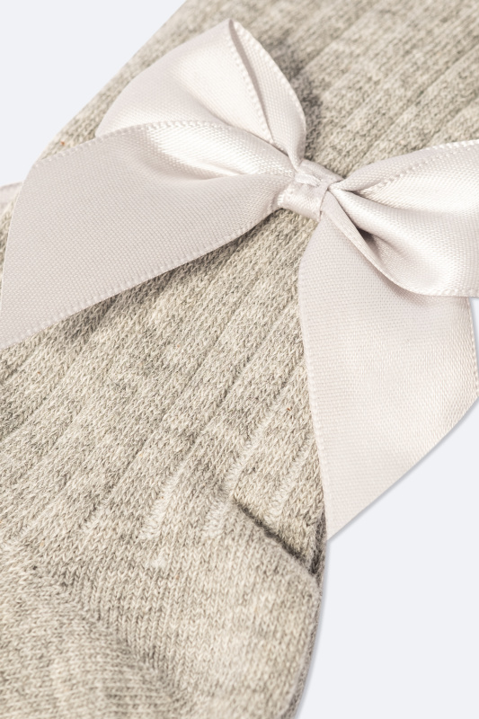 Колготки с бантиком в рубчик, Серый