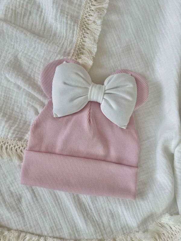 Шапка Минни, Розовый с белым бантом