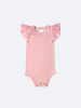 Боди c кружевной спинкой с коротким рукавом, Розовый