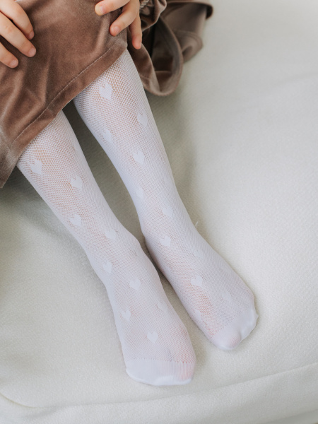 Колготки с сердечками, Белый