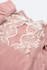 Боди c кружевной спинкой с длинным рукавом, Пудровый