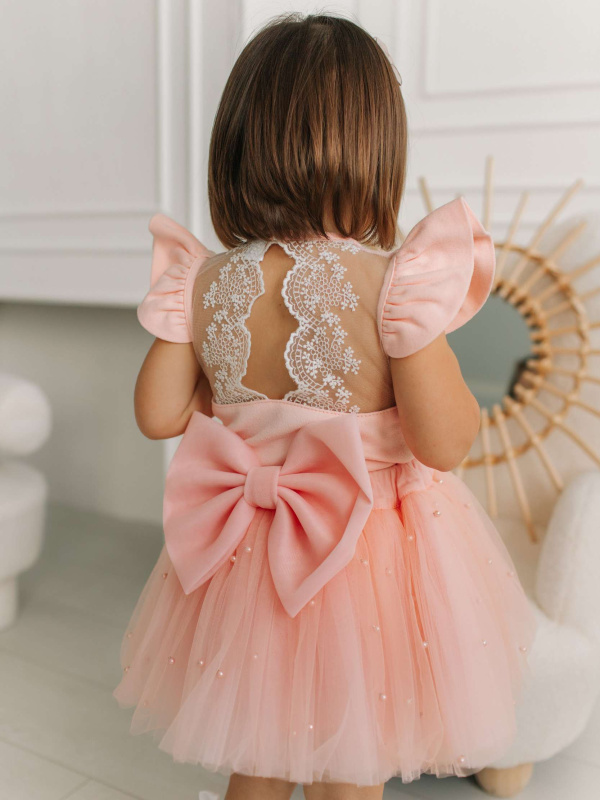 Боди c кружевной спинкой с коротким рукавом, Розовый