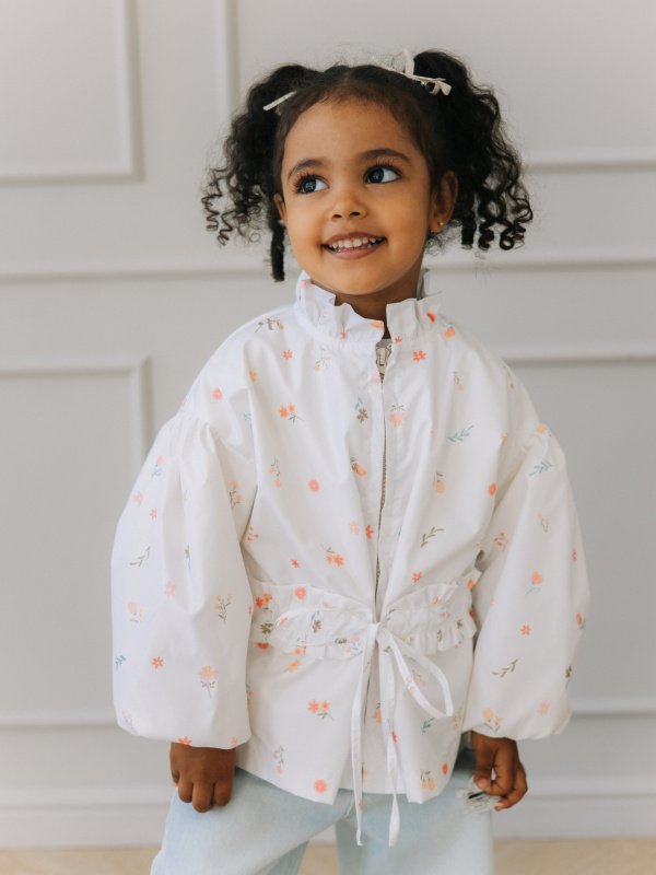 Ветровка в цветочек, Белый