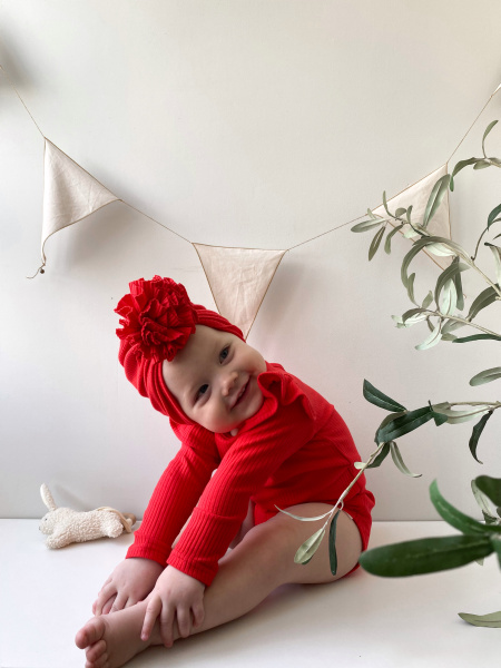 Боди лапша с длинным рукавом и крылышками, Красный