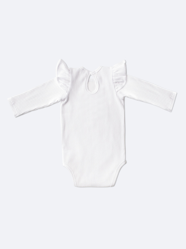 Боди лапша с длинным рукавом и крылышками, Белый