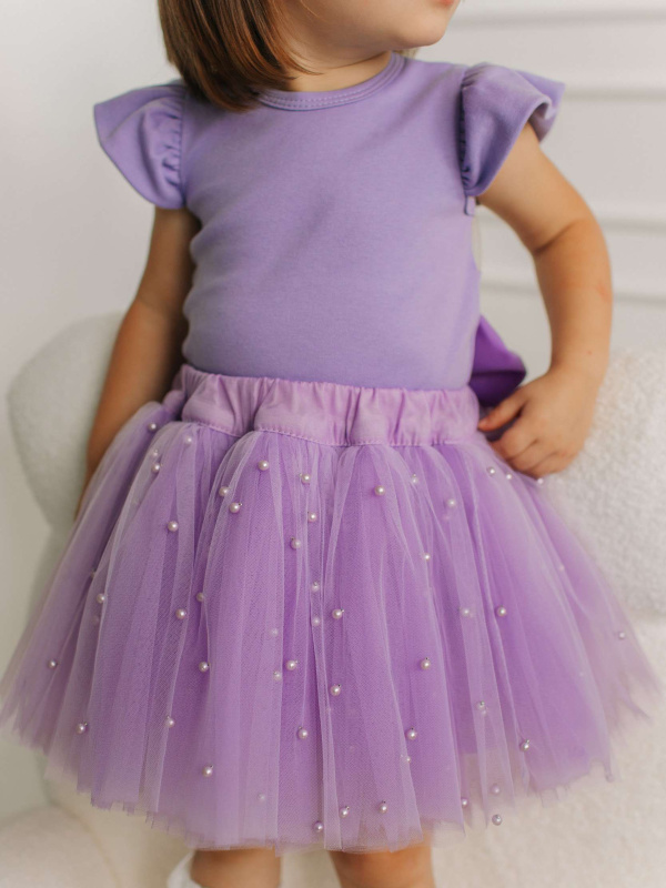 Юбка с бусинками, Лавандовый