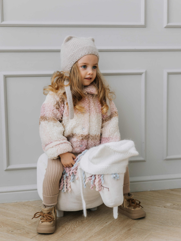 Чепчик с ушками для детей, Бежевый 