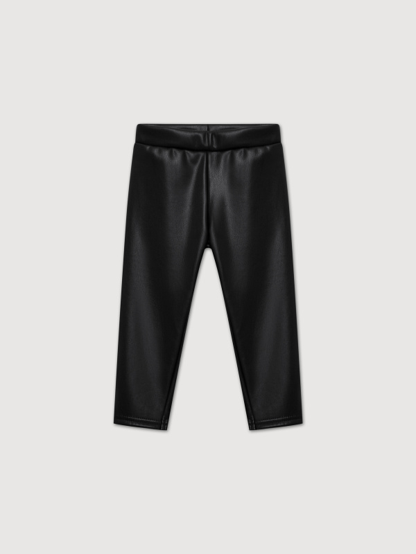 Лосины из экокожи с начесом, Черный