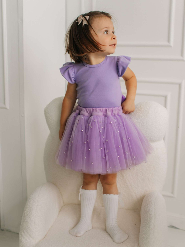 Юбка с бусинками, Лавандовый